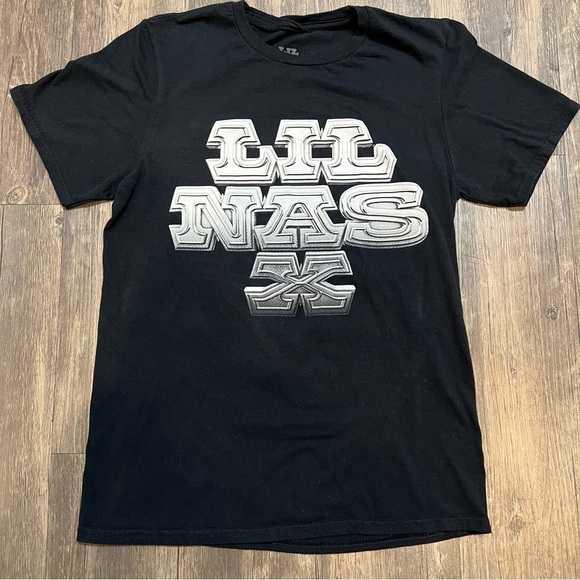 Unisex Lil Nas X Black Logo Front And Back Tee Shirt Size S - Picture 4 of 8